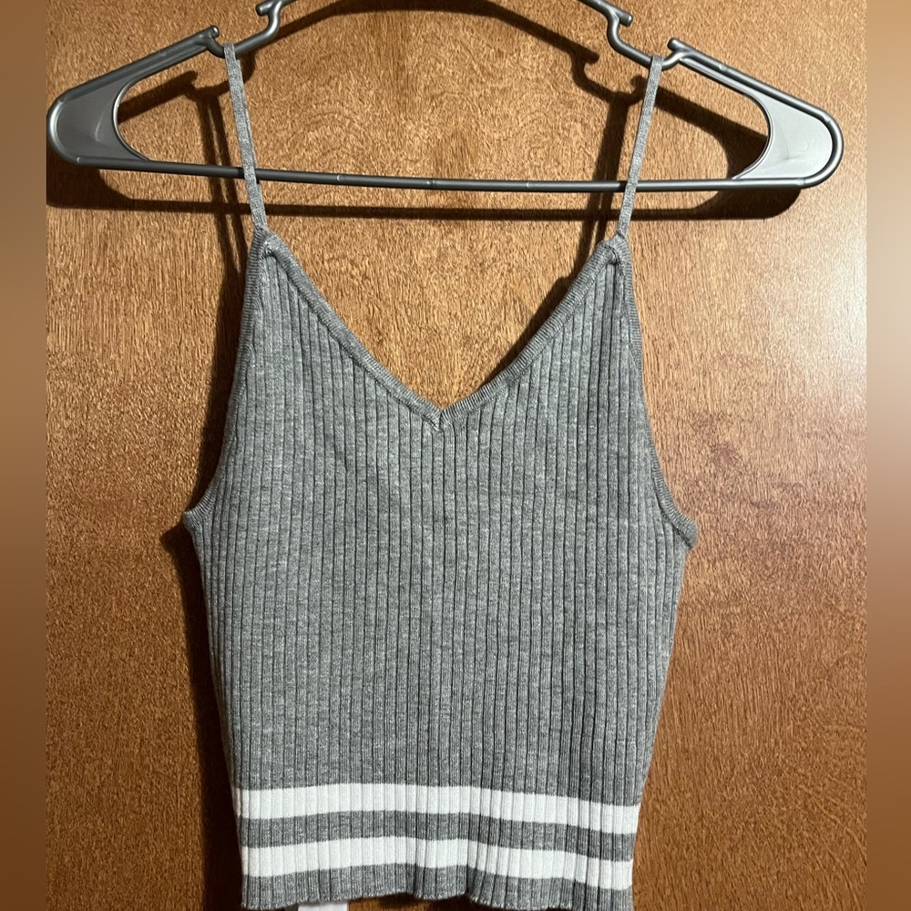 Grey and white crop top
